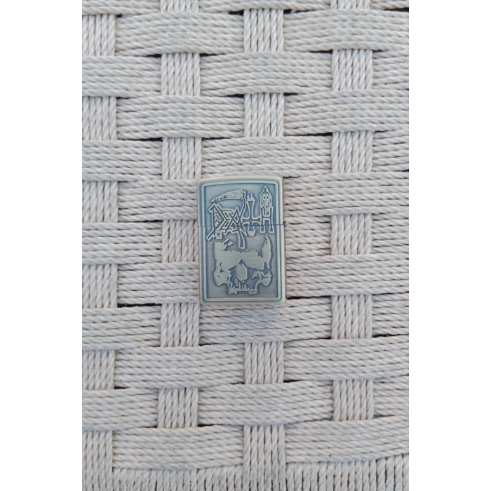 Ozel Tasarim Sari Renkli Benzinli Azrail Kabartmali zippo Cakmak