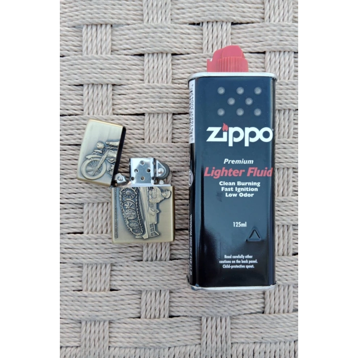 Ozel Tasarim Sari Renkli Benzinli Motorlu Tank Asker Kabartmali premium zippo Cakmak