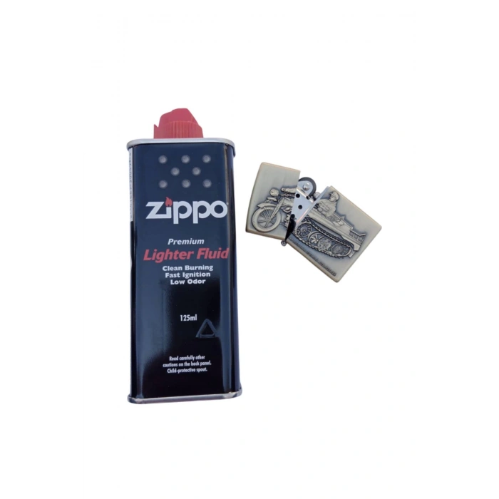 Ozel Tasarim Sari Renkli Benzinli Motorlu Tank Asker Kabartmali premium zippo Cakmak