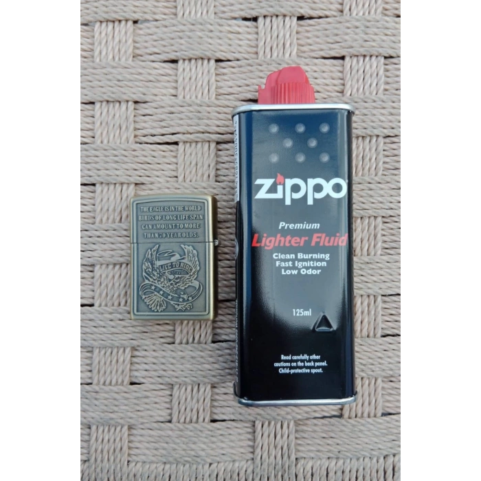 Ozel Tasarim Sari renkli cift basli Eagle Series American yazili kabartmali premium zippo Cakmak