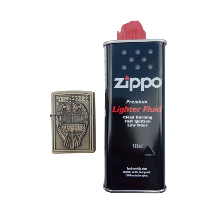 Ozel Tasarim Sari renkli cift basli Eagle Series American yazili kabartmali premium zippo Cakmak