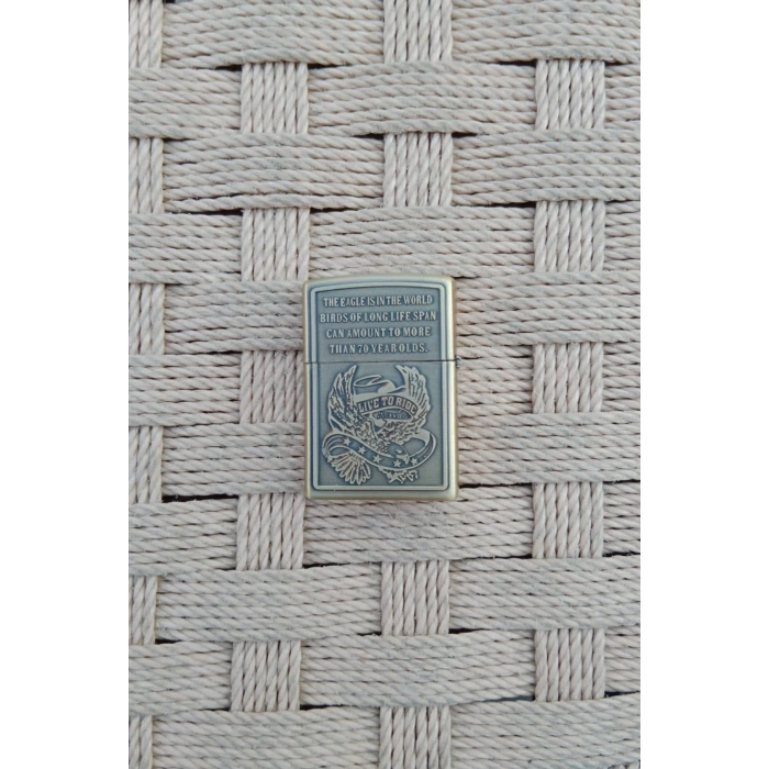 Ozel Tasarim Sari renkli cift basli Eagle Series American yazili kabartmali zippo Cakmak