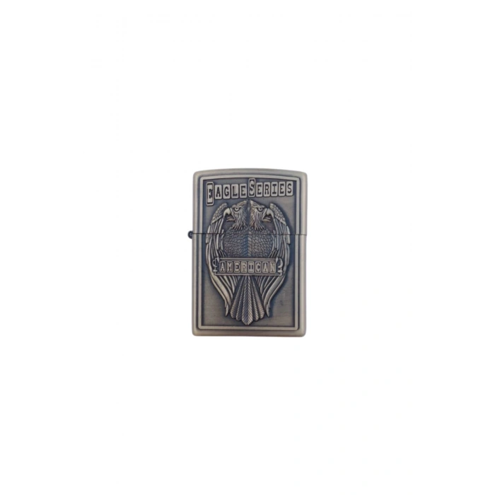 Ozel Tasarim Sari renkli cift basli Eagle Series American yazili kabartmali zippo Cakmak