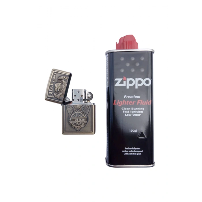 Ozel Tasarim Sari renkli Eagle Series American yazili kabartmali premium zippo Cakmak