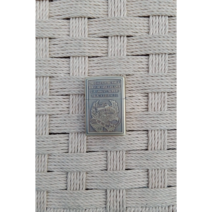 Ozel Tasarim Sari renkli Eagle Series American yazili kabartmali premium zippo Cakmak