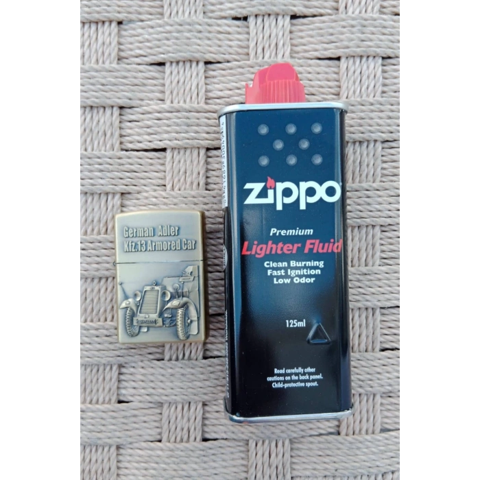 Ozel Tasarim Sari renkli German Adler kfz 13 Armored Car zirhli arac kabartmali premium zippo Cakmak