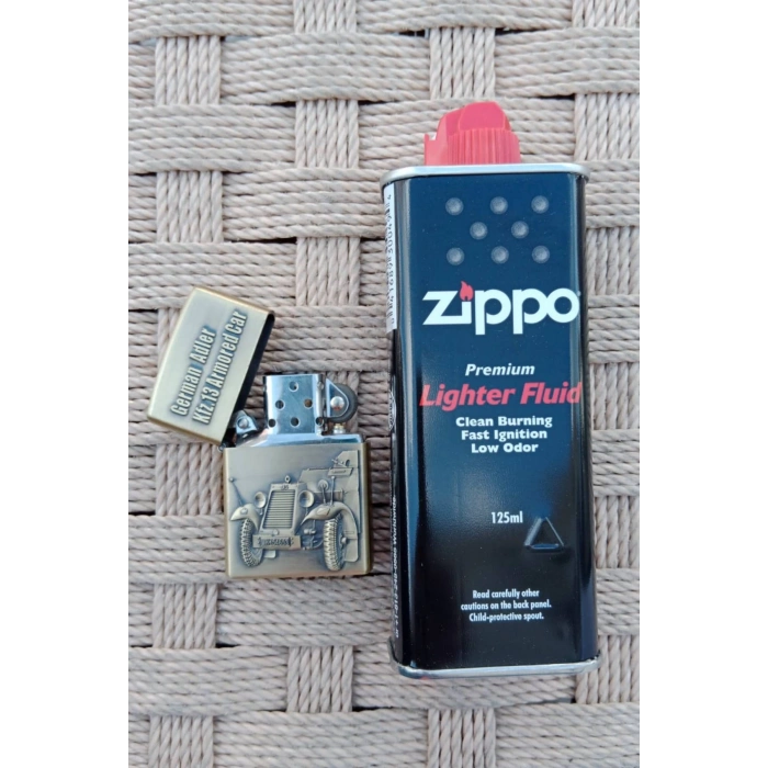 Ozel Tasarim Sari renkli German Adler kfz 13 Armored Car zirhli arac kabartmali premium zippo Cakmak