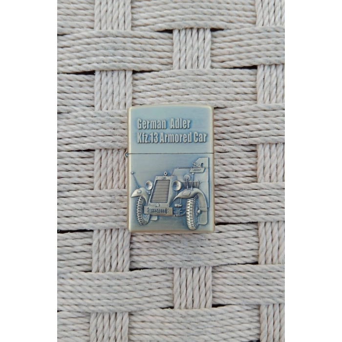 Ozel Tasarim Sari renkli German Adler kfz 13 Armored Car zirhli arac kabartmali premium zippo Cakmak