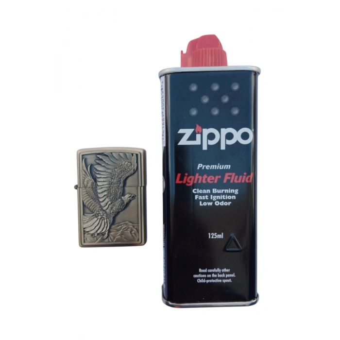 Ozel Tasarim Sari renkli Kartal Desenli kabartmali premium zippo Cakmak