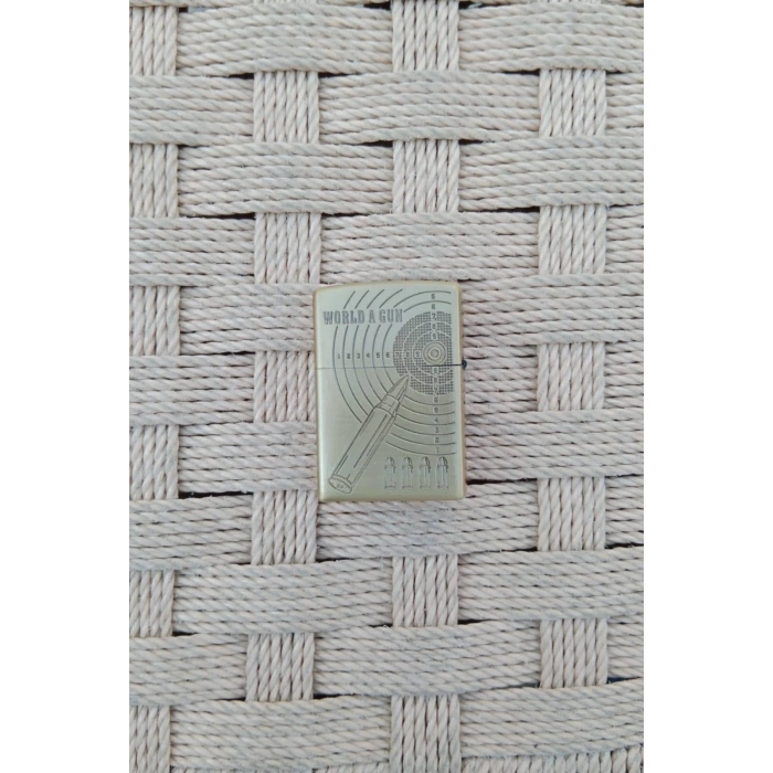 Ozel Tasarim Sari renkli M16 Tufekli asker kabartmali mermi ve hedef tahtali premium zippo Cakmak