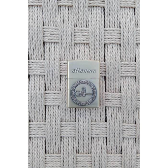 Ozel Tasarim Sari renkli Ottoman Yazili Osmanli Tugra Kabartmali Zippo Cakmak