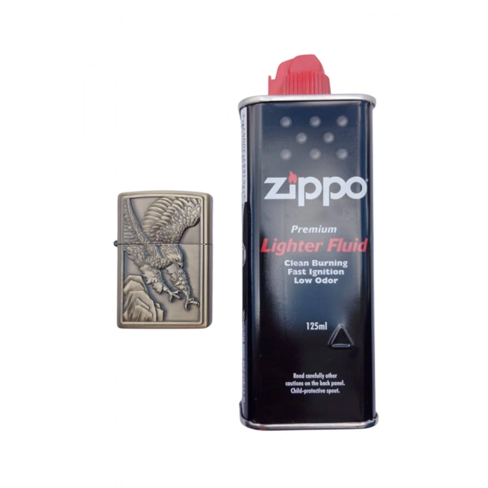 Ozel Tasarim Sari renkli Savasci Kartal Desenli kabartmali premium zippo Cakmak