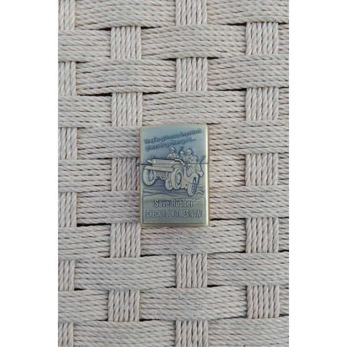 Ozel Tasarim Sari renkli save rubber yazili kabartmali premium zippo Cakmak