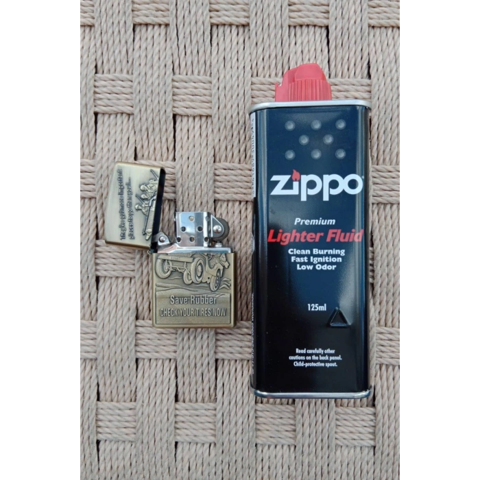 Ozel Tasarim Sari renkli save rubber yazili kabartmali premium zippo Cakmak
