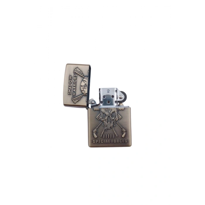 Ozel Tasarim Sari renkli Shadow Warriors Special Forces Yazili kabartmali premium zippo Cakmak