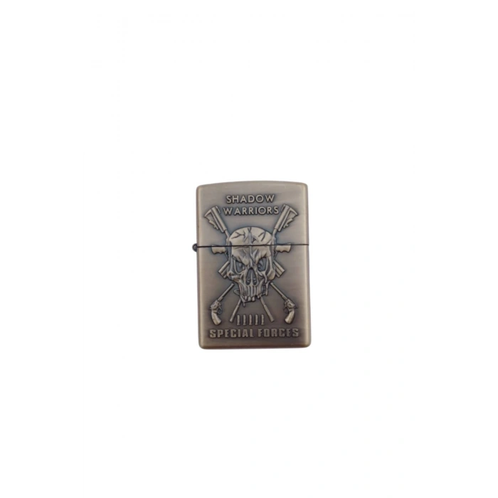 Ozel Tasarim Sari renkli Shadow Warriors Special Forces Yazili kabartmali premium zippo Cakmak