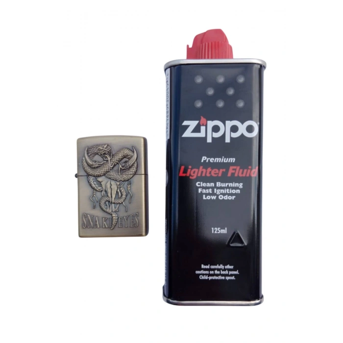 Ozel Tasarim Sari renkli Snake Eyes yazili kabartmali premium zippo Cakmak