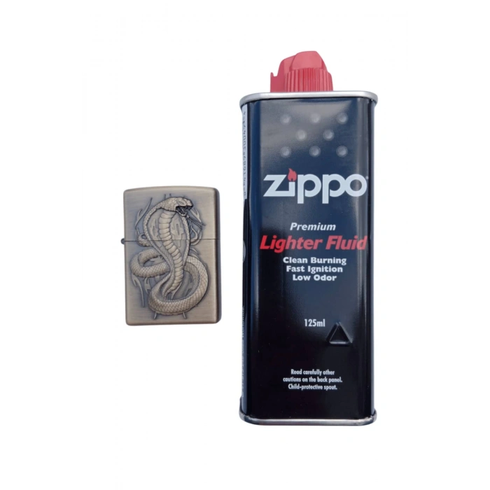Ozel Tasarim Sari renkli Snake Kobra yilan kabartmali premium zippo Cakmak