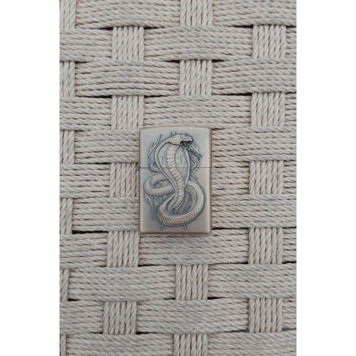 Ozel Tasarim Sari renkli Snake Kobra yilan kabartmali zippo Cakmak