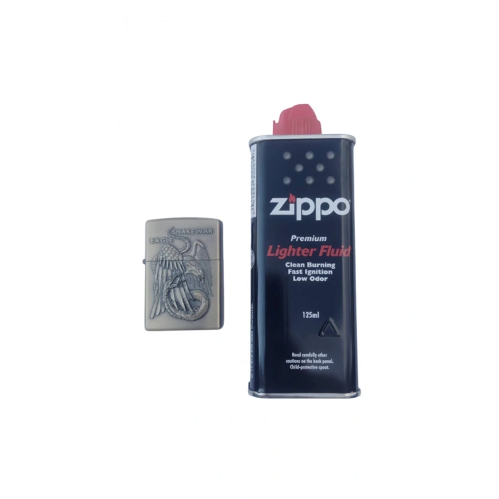 Ozel Tasarim Sari renkli Snake war eagle Yazili kabartmali premium zippo Cakmak