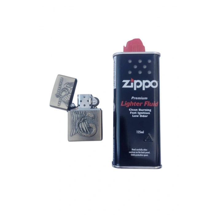 Ozel Tasarim Sari renkli Snake war eagle Yazili kabartmali premium zippo Cakmak