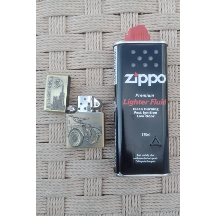 Ozel Tasarim Sari renkli T17E1 Stghound AC mki yazili Tekerlekli zirhli arac kabartmali zippo Cakmak