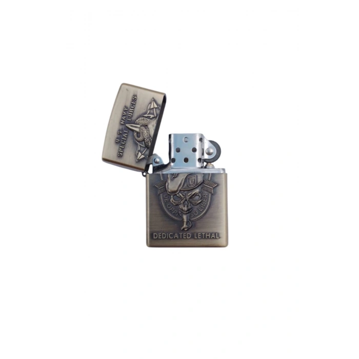 Ozel Tasarim Sari renkli U.S NAVY Special Forces Dedicated Lethal yazili kabartmali zippo Cakmak