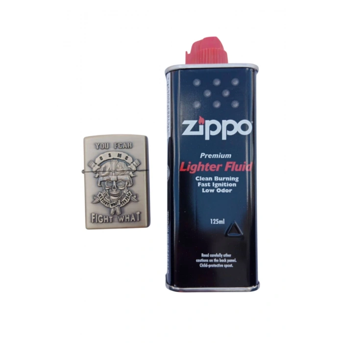 Ozel Tasarim Sari renkli You Fcar Fight What Yazili Kuru Kafa kabartmali premium zippo Cakmak