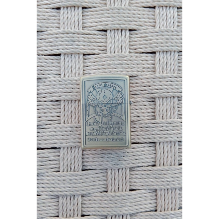 Ozel Tasarim Sari renkli You Lose You Lost Yazili Kuru Kafa kabartmali premium zippo Cakmak