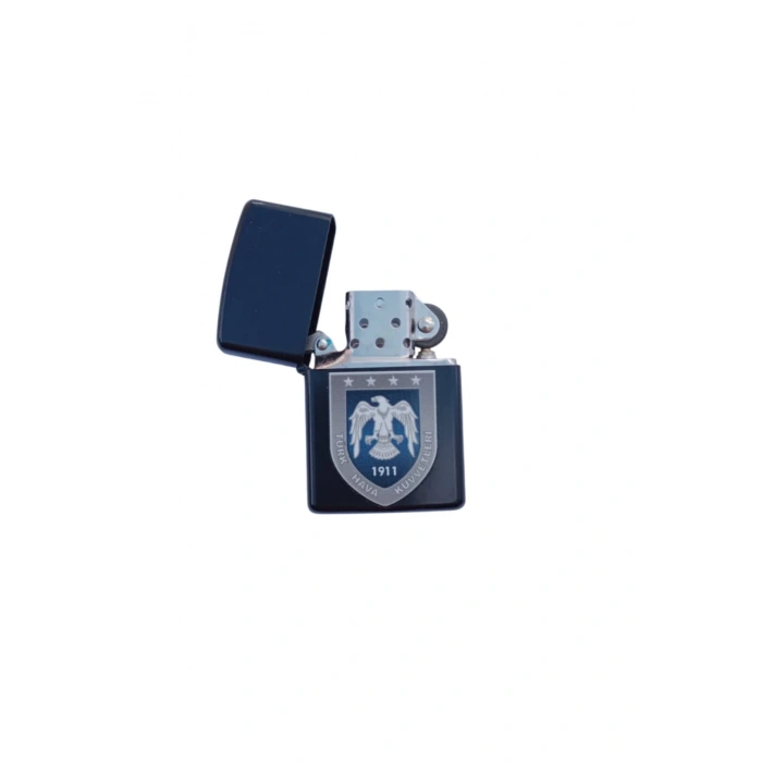 Ozel Tasarim Siyah Renkli Hava Kuvvetleri Amblemli Benzinli zippo Cakmak