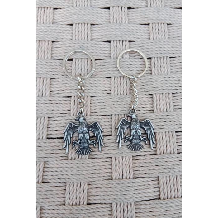 Ozel Tasarimli Kartal dokumlu Kabartmali Metal Anahtarlik