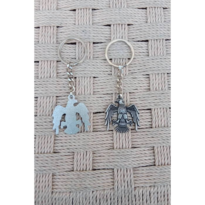 Ozel Tasarimli Kartal dokumlu Kabartmali Metal Anahtarlik