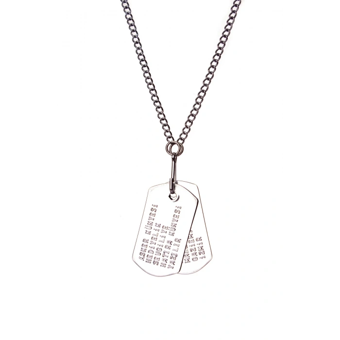 paslanmaz zincirli denetim icin veya sevgiliye hediyelik kabartmali asker kunyesi