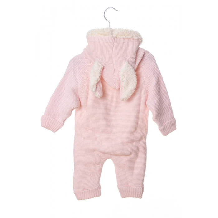 pembe renkli bebe wersoft dugmeli triko uzun kollu kaliteli kapusonlu bebek tulum