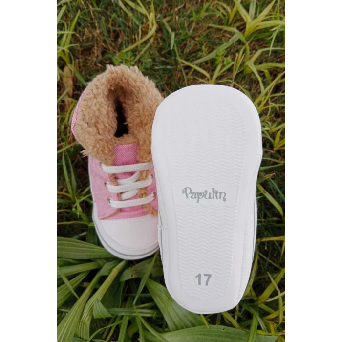 pembe renkli converse model ici polarli organik cocuk bebek ilkadim bagcikli patik sneaker casual ayakkabi