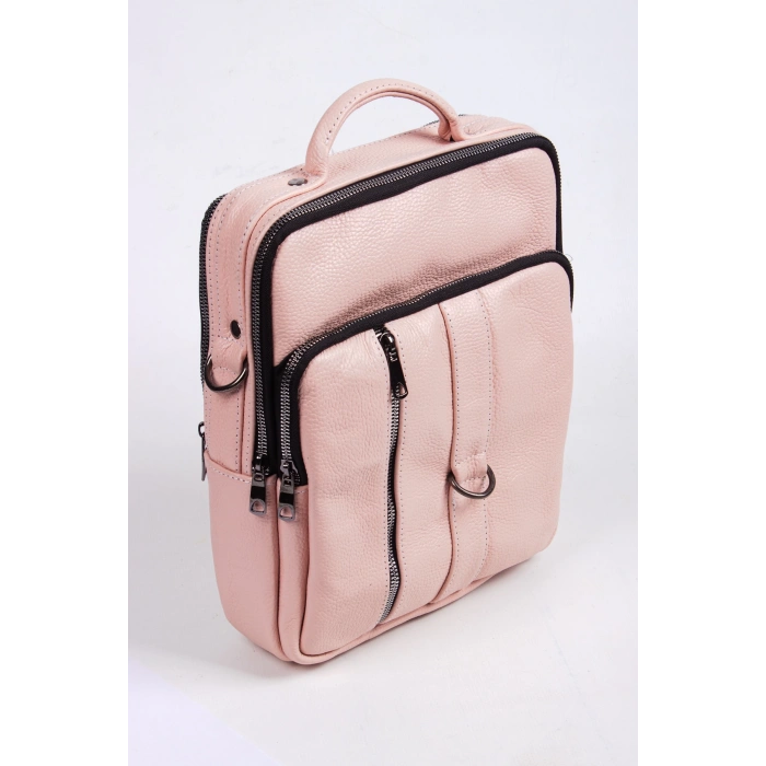 pembe renkli fermuarli deri el cantasi