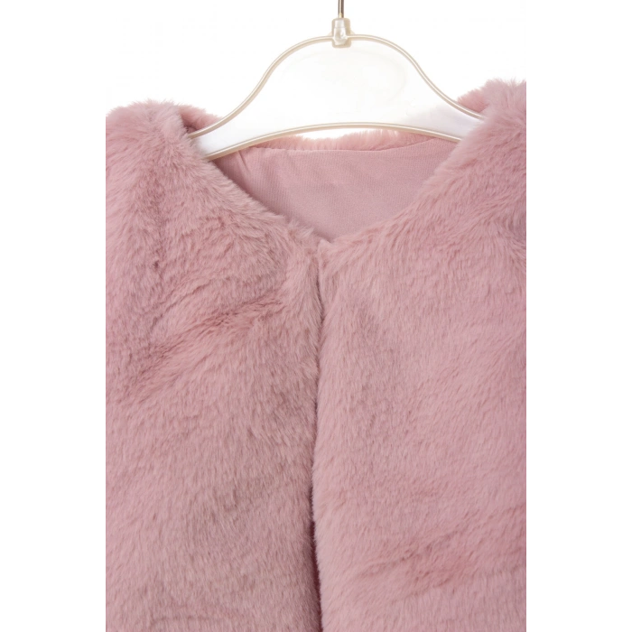 pembe renkli kaliteli pamuklu kiz cocuk kolsuz pelus yelek