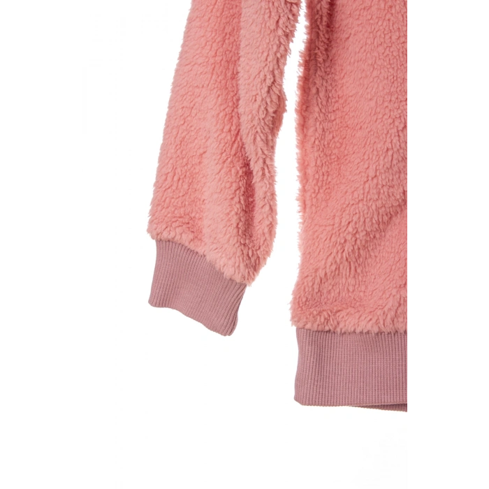 pembe renkli minnak ayicikli cep detayli kaliteli uzun kollu alt ust takim