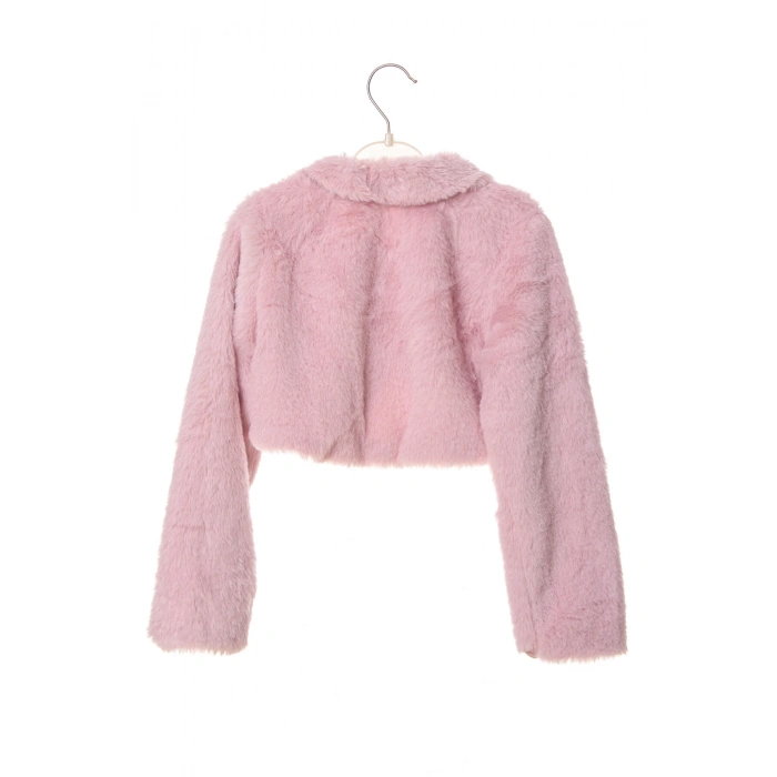 pembe renkli uzun kollu pamuklu kiz cocuk bolero yelek