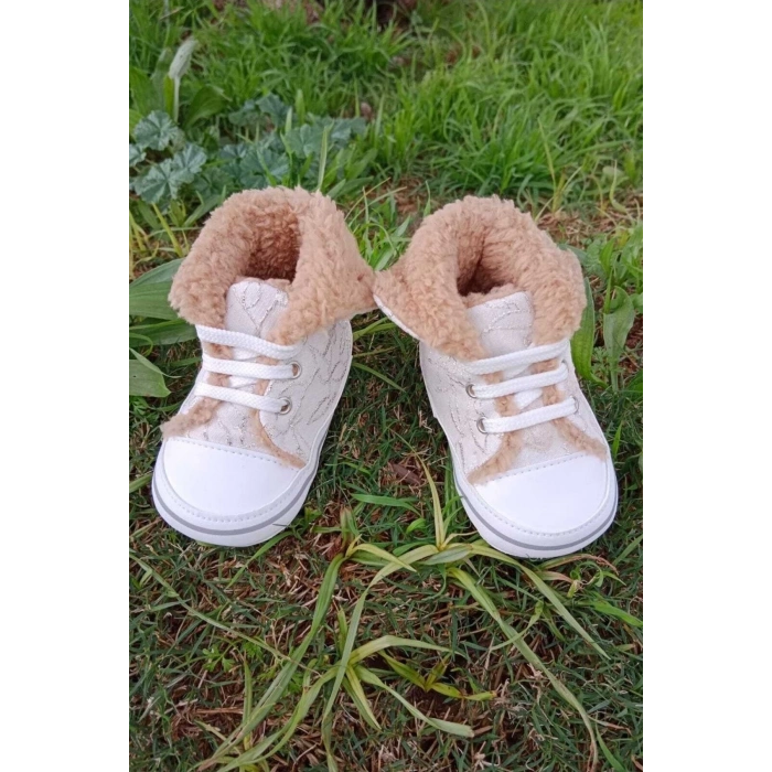 pudra renkli converse model ici polarli organik cocuk bebek ilkadim bagcikli patik sneaker casual ayakkabi