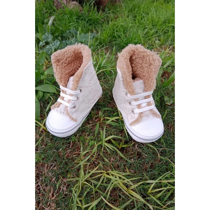 pudra renkli converse model ici polarli organik cocuk bebek ilkadim bagcikli patik sneaker casual ayakkabi