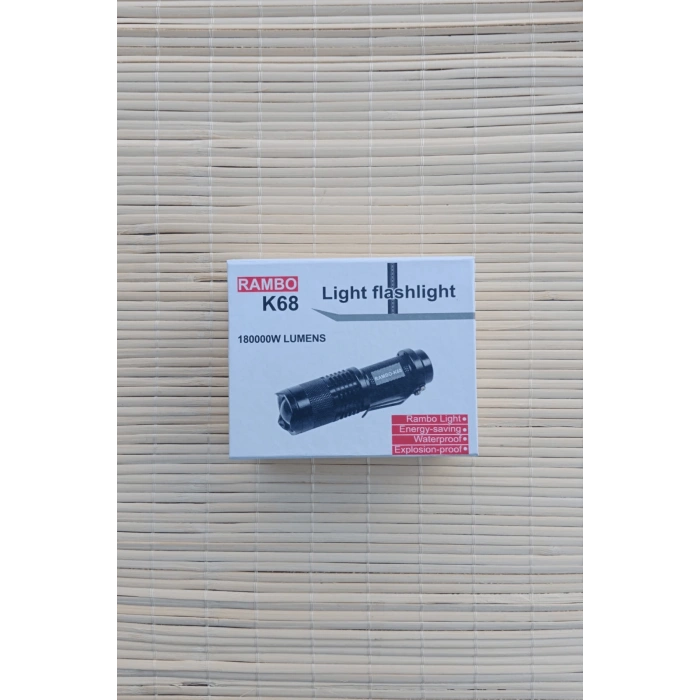 rambo k68 light flashlight sarjli zoomlu el feneri