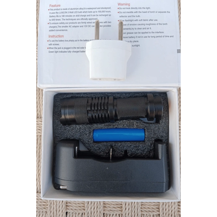 rambo k68 light flashlight sarjli zoomlu el feneri