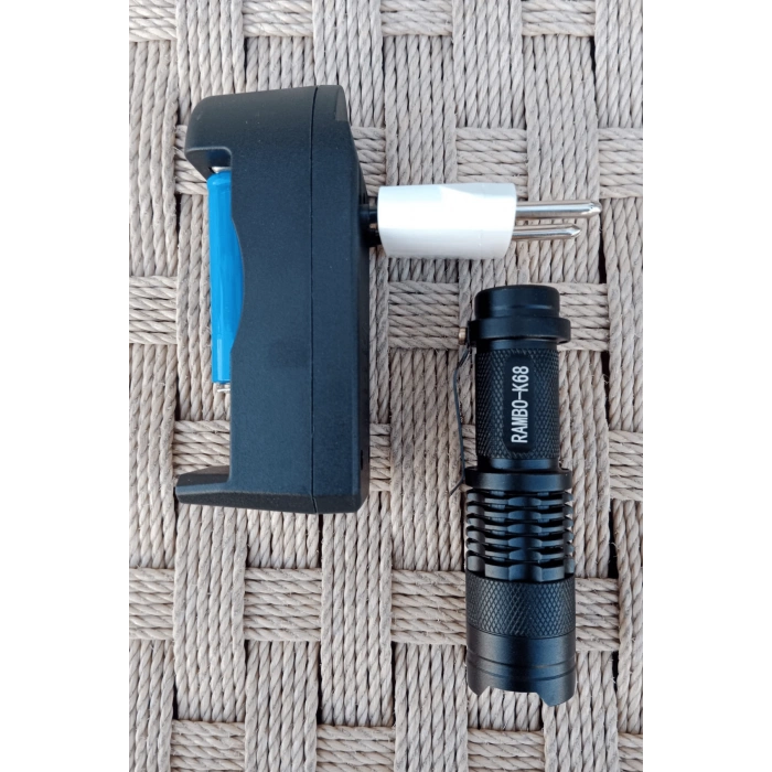 rambo k68 light flashlight sarjli zoomlu el feneri
