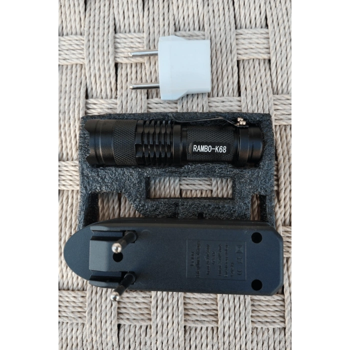 rambo k68 light flashlight sarjli zoomlu el feneri