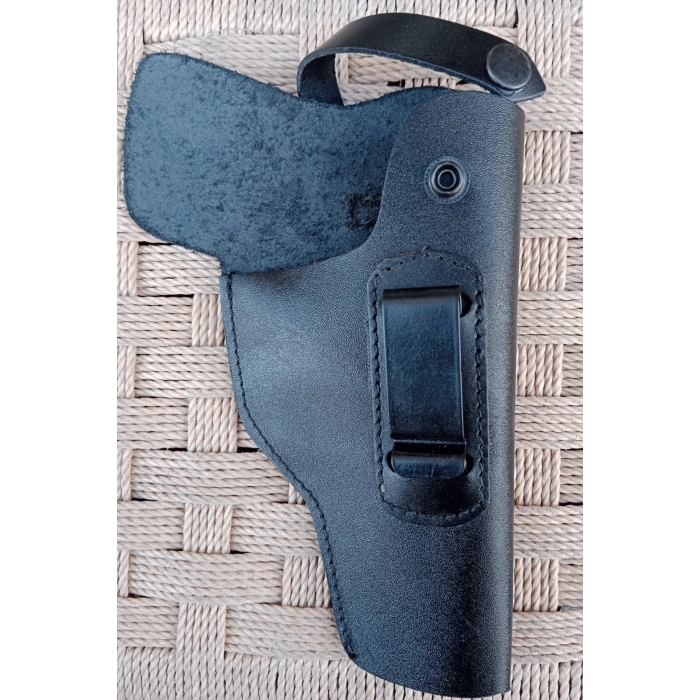 sag el acik namlu ic dis tasima masali kemere gecirmeli siyah renkli kulakli tek emniyetli deri silah kilif