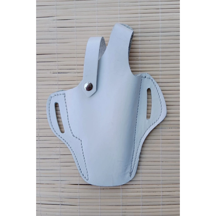 sag el beyaz renkli hakiki deri kemere gecirmeli tam kelebek trafik polisi silah kilifi