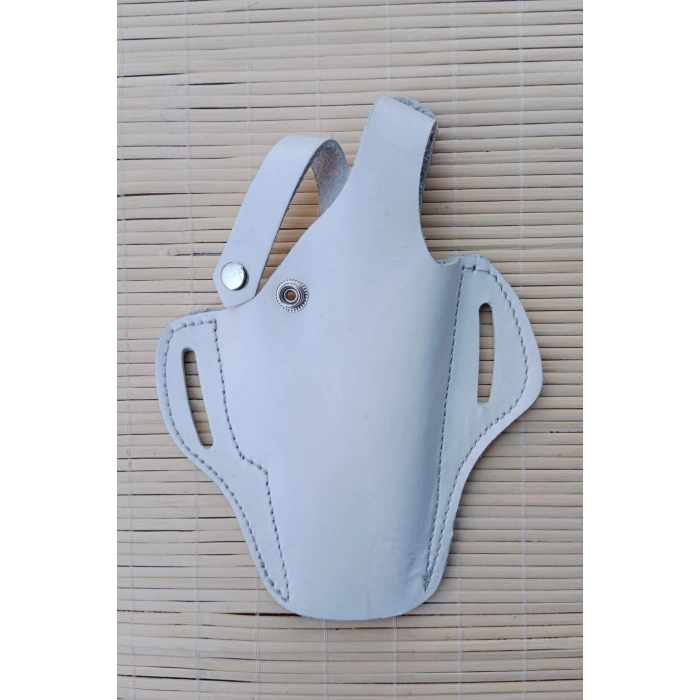 sag el beyaz renkli hakiki deri kemere gecirmeli tam kelebek trafik polisi silah kilifi