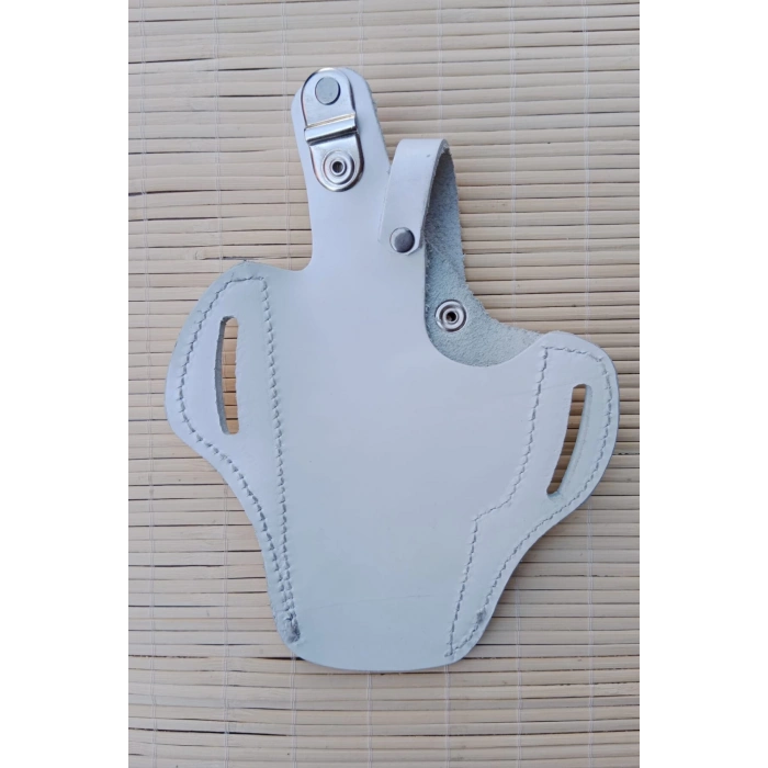 sag el beyaz renkli hakiki deri kemere gecirmeli tam kelebek trafik polisi silah kilifi