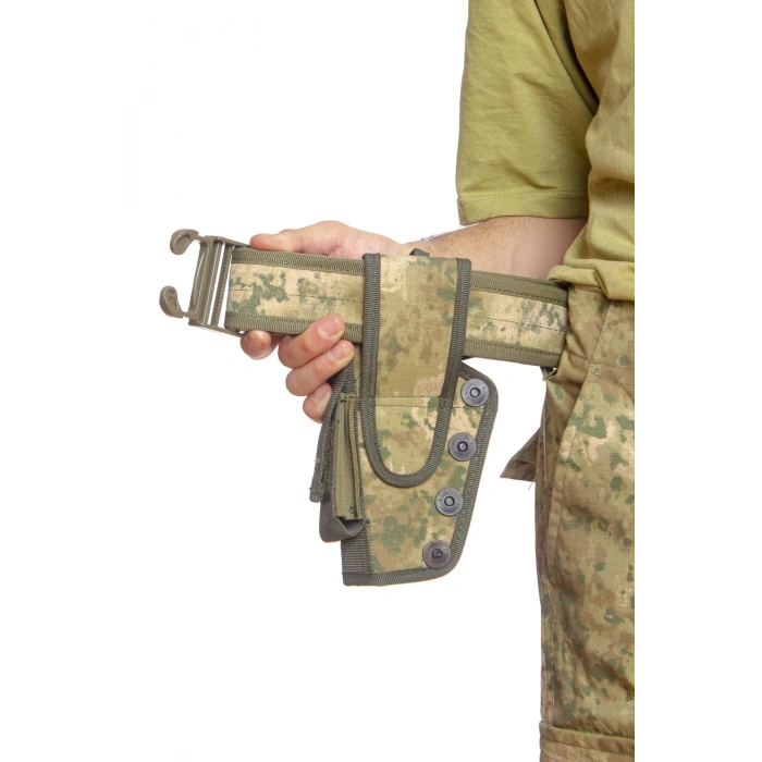 Sag El Deniz Kuvvetleri Deniz Piyade Kamuflaj Renkli Sarjorluklu Tek Emniyetli Palaskaya Kemere Gecirmeli Sallama Silah Kilifi